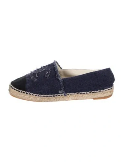 Pre-owned Chanel Interlocking Cc Logo Denim Espadrilles In Blue