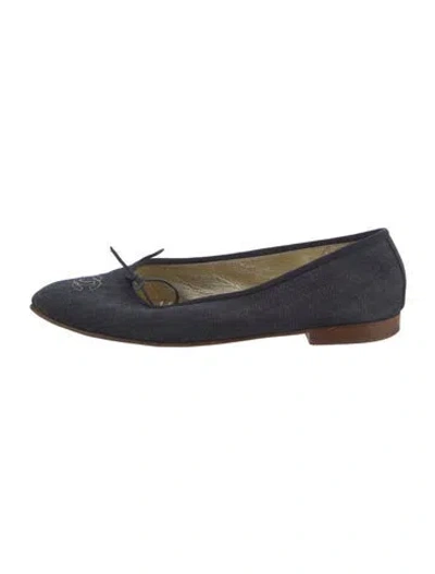 Pre-owned Chanel Interlocking Cc Logo Denim Loafers In Blue