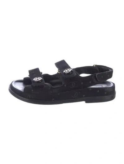 Pre-owned Chanel Interlocking Cc Logo Denim Sandals In Blue