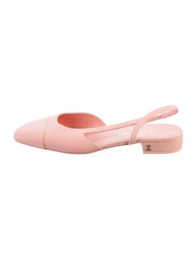 Pre-owned Chanel Interlocking Cc Logo Denim Slingback Flats In Pink