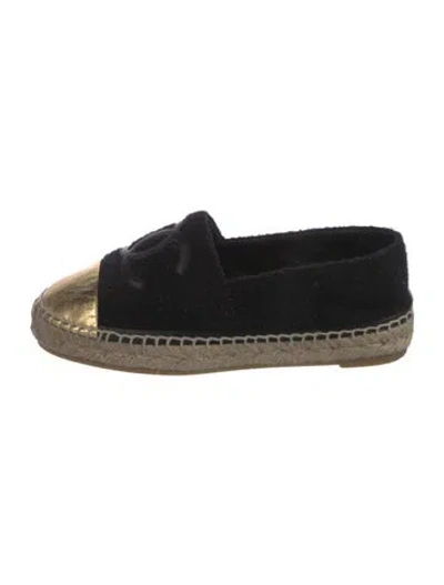 Pre-owned Chanel Interlocking Cc Logo Espadrilles In Black