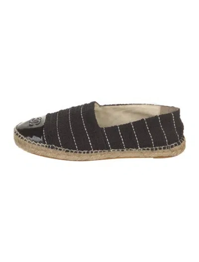 Pre-owned Chanel Interlocking Cc Logo Espadrilles In Black