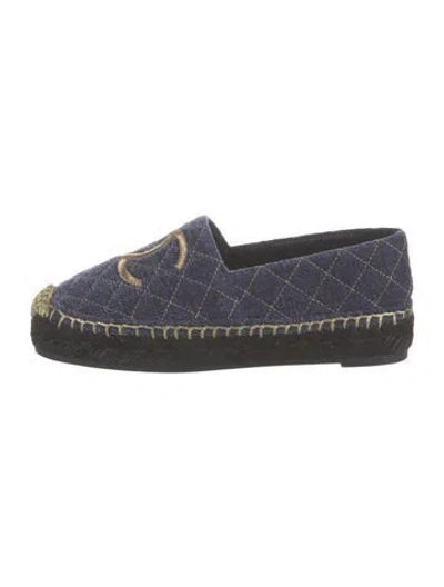 Pre-owned Chanel Interlocking Cc Logo Espadrilles In Blue