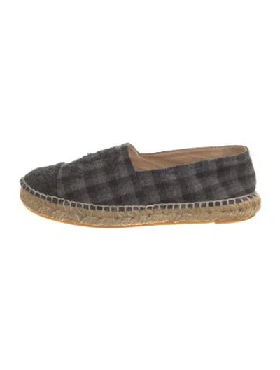 Pre-owned Chanel Interlocking Cc Logo Espadrilles In Gray