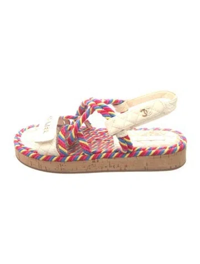 Pre-owned Chanel Interlocking Cc Logo Espadrilles In Pink