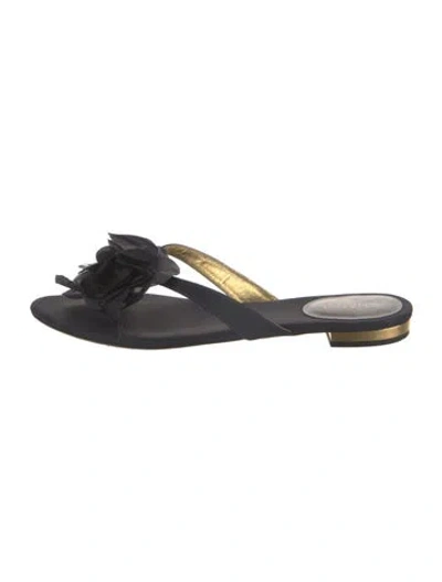 Pre-owned Chanel Interlocking Cc Logo Flip Flops In Blue