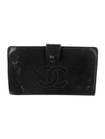 Pre-owned Chanel Interlocking Cc Logo French Purse In Black