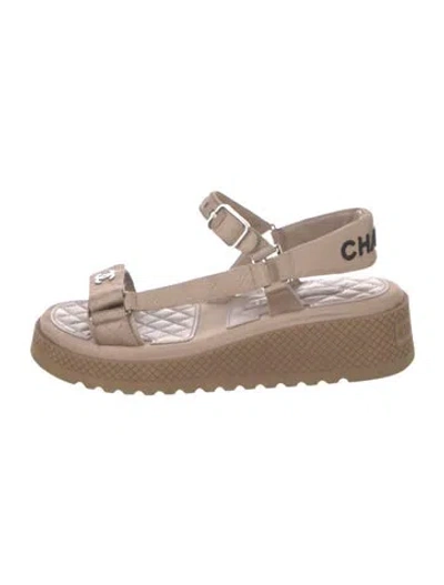 Pre-owned Chanel Interlocking Cc Logo Gladiator Sandals In Brown