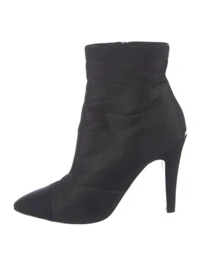 Pre-owned Chanel Interlocking Cc Logo Glitter Accents Boots In Black