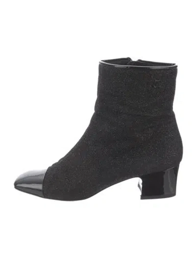 Pre-owned Chanel Interlocking Cc Logo Glitter Boots In Multi