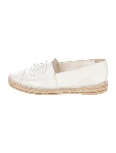 Pre-owned Chanel Interlocking Cc Logo Interlocking Cc Logo Espadrilles In White