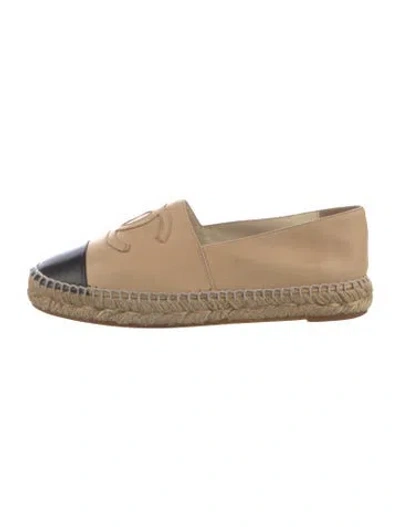 Pre-owned Chanel Interlocking Cc Logo Lambskin Espadrilles