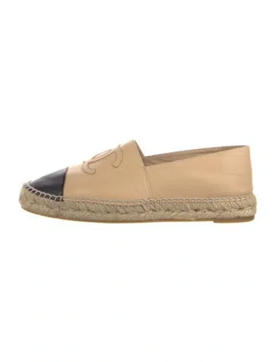 Pre-owned Chanel Interlocking Cc Logo Lambskin Espadrilles