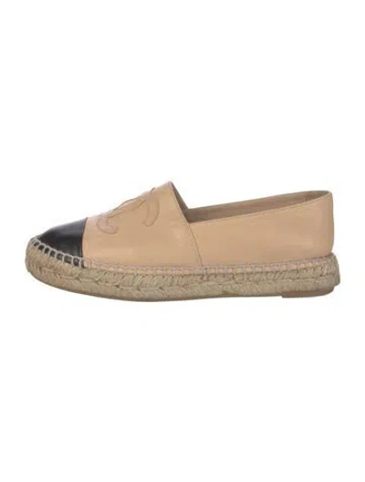 Pre-owned Chanel Interlocking Cc Logo Lambskin Espadrilles