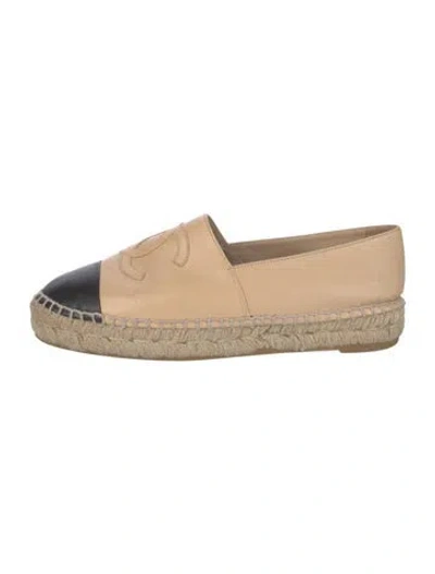 Pre-owned Chanel Interlocking Cc Logo Lambskin Espadrilles