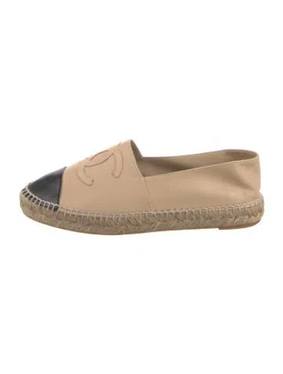 Pre-owned Chanel Interlocking Cc Logo Lambskin Espadrilles