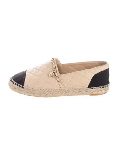 Pre-owned Chanel Interlocking Cc Logo Lambskin Espadrilles