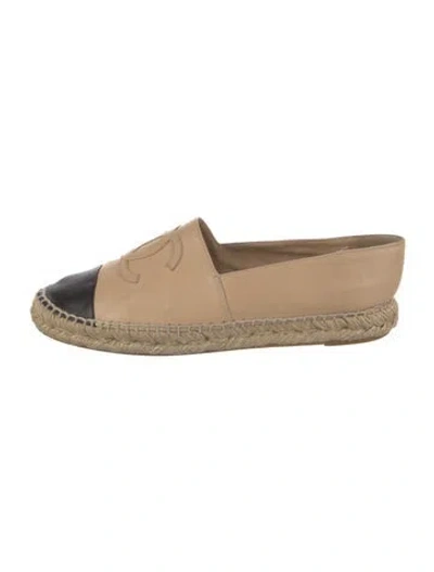 Pre-owned Chanel Interlocking Cc Logo Lambskin Espadrilles