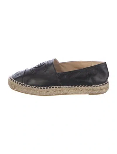 Pre-owned Chanel Interlocking Cc Logo Lambskin Espadrilles