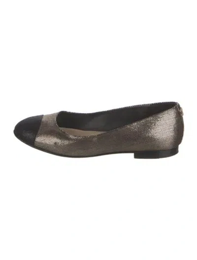 Pre-owned Chanel Interlocking Cc Logo Leather Ballet Flats