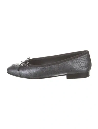 Pre-owned Chanel Interlocking Cc Logo Leather Ballet Flats