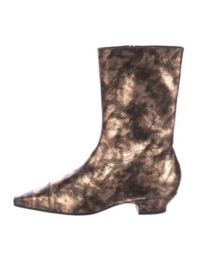 Pre-owned Chanel Interlocking Cc Logo Leather Boots