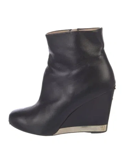 Pre-owned Chanel Interlocking Cc Logo Leather Boots In Blue