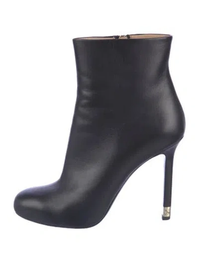 Pre-owned Chanel Interlocking Cc Logo Leather Boots In Blue