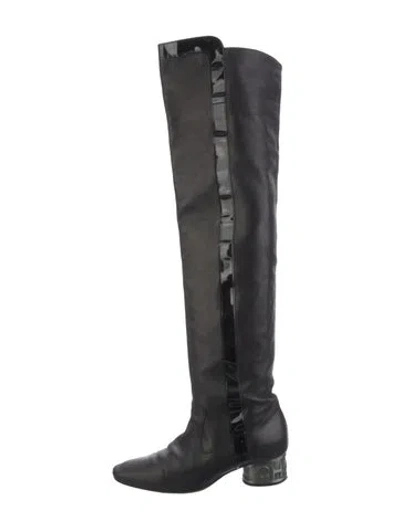 Pre-owned Chanel Interlocking Cc Logo Leather Boots In Multi