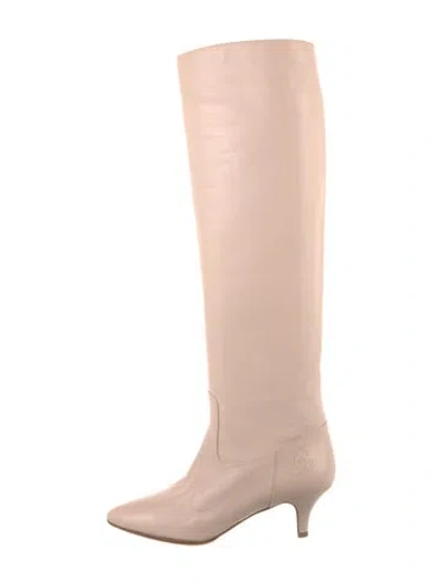 Pre-owned Chanel Interlocking Cc Logo Leather Boots In Pink