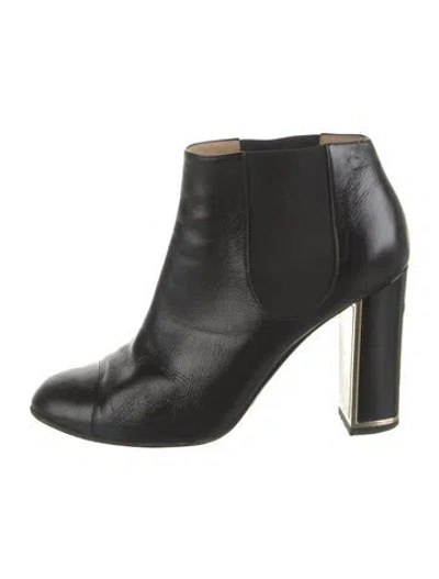 Pre-owned Chanel Interlocking Cc Logo Leather Chelsea Boots In Black