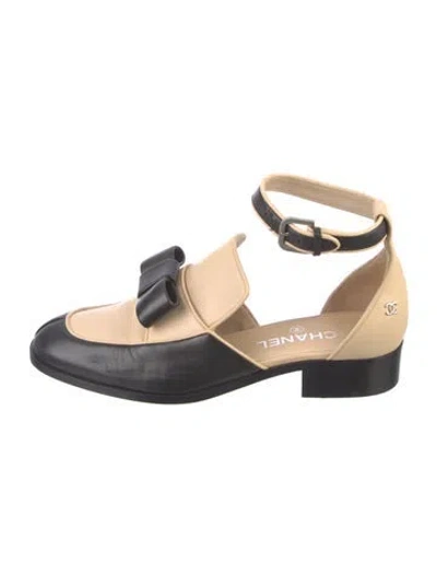 Pre-owned Chanel Interlocking Cc Logo Leather D'orsay Flats