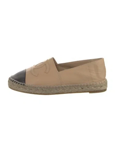 Pre-owned Chanel Interlocking Cc Logo Leather Espadrilles