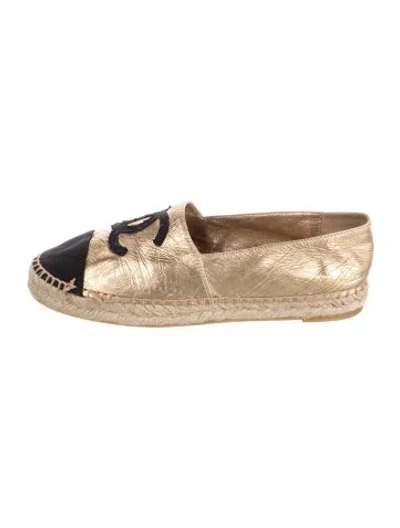 Pre-owned Chanel Interlocking Cc Logo Leather Espadrilles