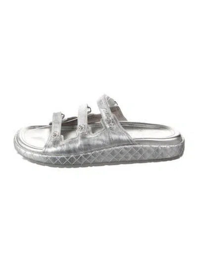 Pre-owned Chanel Interlocking Cc Logo Leather Espadrilles