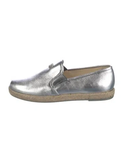 Pre-owned Chanel Interlocking Cc Logo Leather Espadrilles
