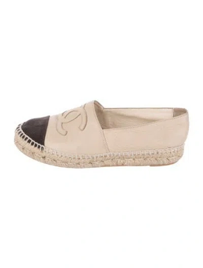 Pre-owned Chanel Interlocking Cc Logo Leather Espadrilles