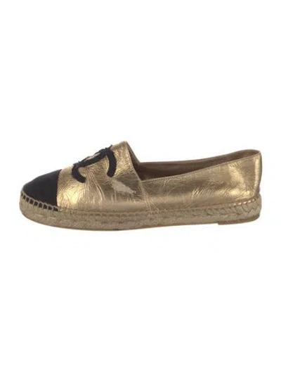 Pre-owned Chanel Interlocking Cc Logo Leather Espadrilles