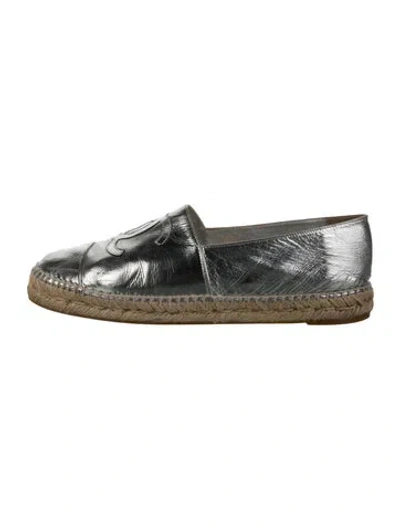 Pre-owned Chanel Interlocking Cc Logo Leather Espadrilles