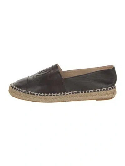 Pre-owned Chanel Interlocking Cc Logo Leather Espadrilles