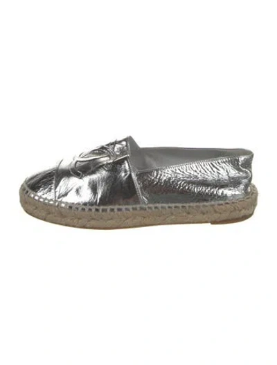 Pre-owned Chanel Interlocking Cc Logo Leather Espadrilles
