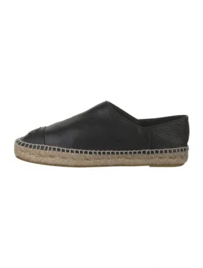 Pre-owned Chanel Interlocking Cc Logo Leather Espadrilles In Black