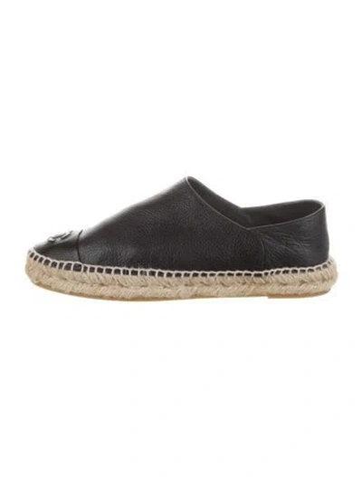 Pre-owned Chanel Interlocking Cc Logo Leather Espadrilles In Blue