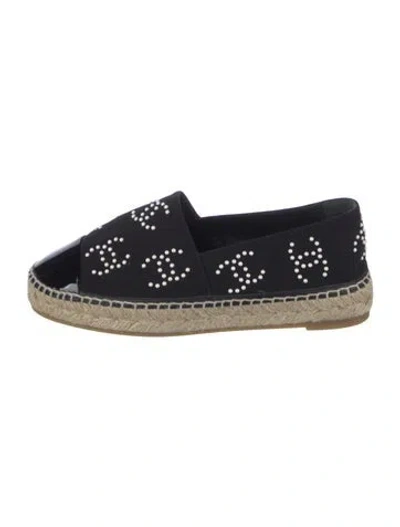 Pre-owned Chanel Interlocking Cc Logo Leather Espadrilles In Blue