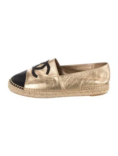 Pre-owned Chanel Interlocking Cc Logo Leather Espadrilles In Multi
