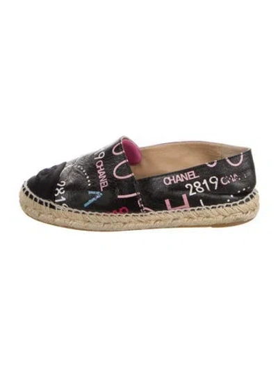Pre-owned Chanel Interlocking Cc Logo Leather Espadrilles In Multi