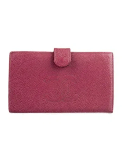 Pre-owned Chanel Interlocking Cc Logo Leather French Purse In Pink