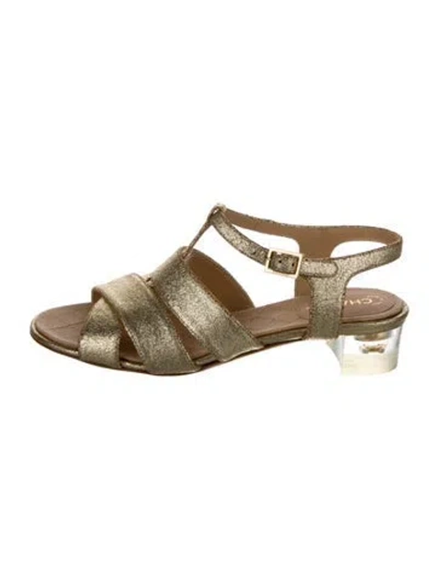 Pre-owned Chanel Interlocking Cc Logo Leather Gladiator Sandals