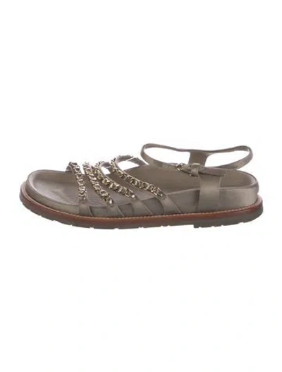 Pre-owned Chanel Interlocking Cc Logo Leather Gladiator Sandals
