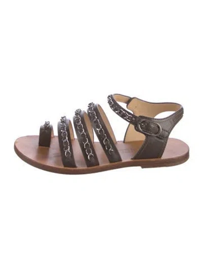 Pre-owned Chanel Interlocking Cc Logo Leather Gladiator Sandals In Brown